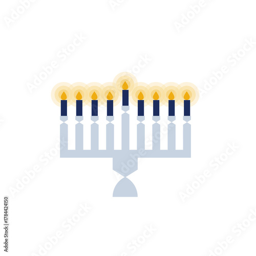 Hanukkah menorah, Hanukia. simple traditional jewish Hannuka Menora in line minimalist style. eight days of hanukah miracle. Jewish holiday Hanuka