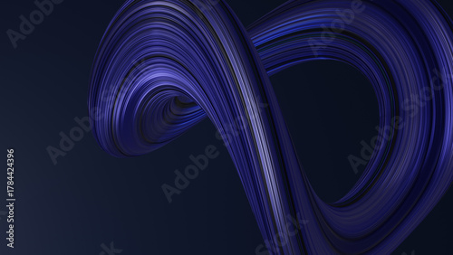Abstract 3D Flowing Blue and Purple  Lines on a Dark Background