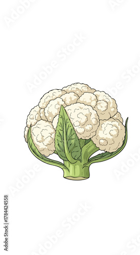 A graphic depiction of cauliflower. The vegetable is illustrated against a white background