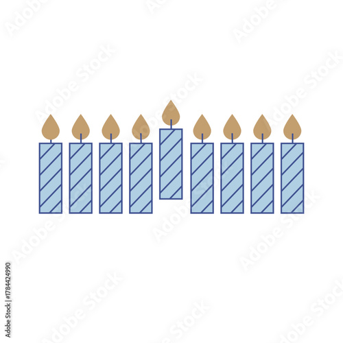 Hanukkah menorah, Hanukia. simple traditional jewish Hannuka Menora in line minimalist style. eight days of hanukah miracle. Jewish holiday Hanuka