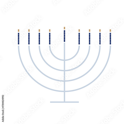 Hanukkah menora, Hanukia. simple traditional jewish Hannuka Menora in line minimalist style. eight days of hanukah miracle. Jewish holiday Hanuka