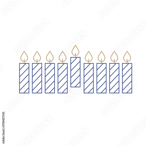 Hanukkah menorah, Hanukia. simple traditional jewish Hannuka Menora in line minimalist style. eight days of hanukah miracle. Jewish holiday Hanuka