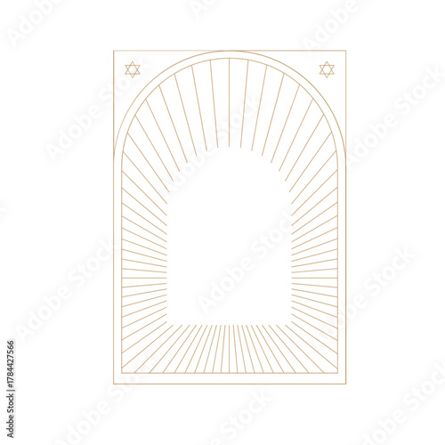 Art deco frame for Jewish celebrations. Vintage linear border. Retro design template for wedding invitations, menus, leaflets and greeting cards.