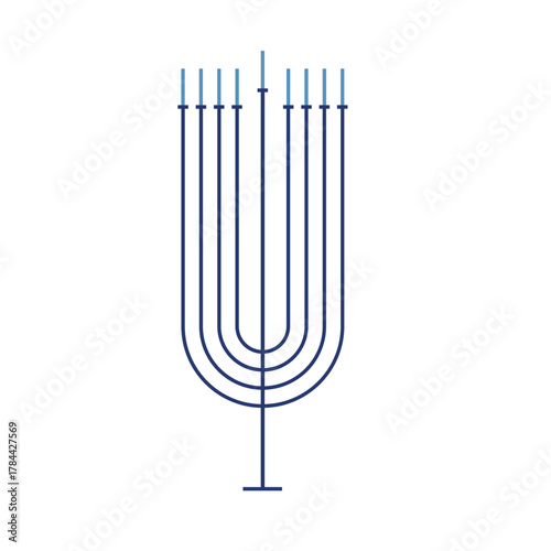 Hanukkah menora and traditional icons in simple line minimal style. Jewish holiday Hanuka