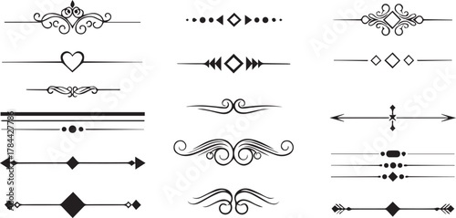 Vintage Decorative Text Dividers and Ornaments Collection for Wedding Invitations or Page Design isolated on white background