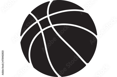 Black and white basketball vector illustration simple flat design isolated on a white background for sports infographics and app design