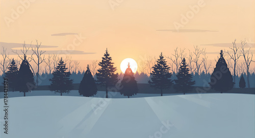 winter sunset in the mountains