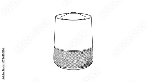 Outline drawing of a simple smart home speaker — featuring a sleek cylindrical or spherical form with minimalist contours (Smart Speaker Outline).