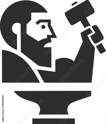 black blacksmith with hammer and anvil clip art preview