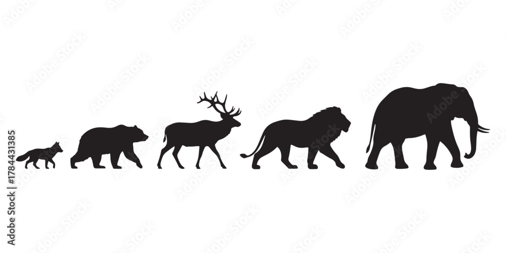 Obraz premium Silhouettes of different animals on white