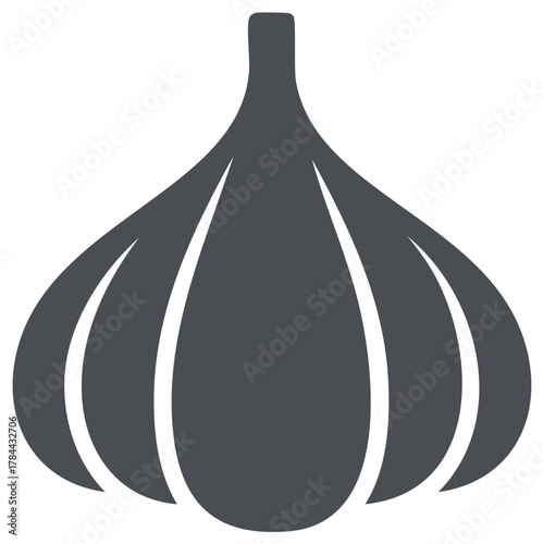 Monochrome Garlic Bulb Silhouette Isolated on White Food Ingredient Flavoring Spice