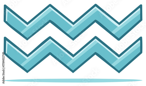 Astrology Aquarius zodiac sign vector illustration water waves cosmic symbol