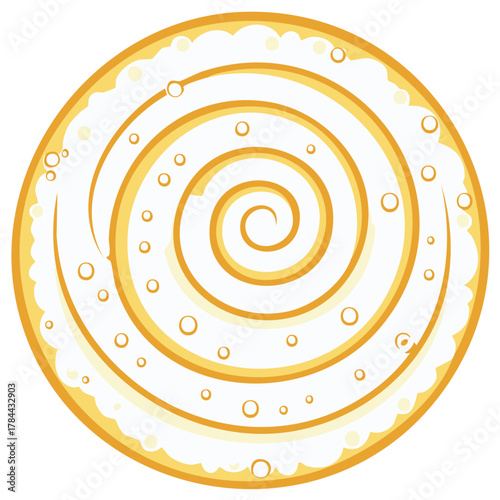 Swirl Lollipop Candy With Yellow Orange Spirals and Bubbles
