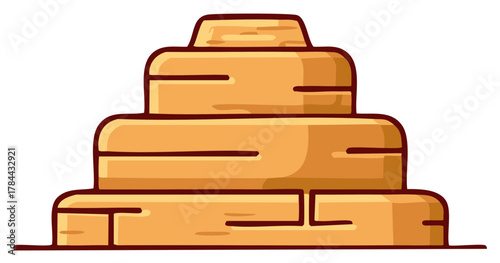 Stacked Stone Sculpture - Three-Tier Stone Tower with Rounded Edges and Linear Accents