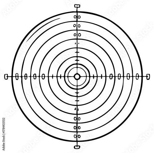 Round Target Illustration with Crosshairs for Games and Shooting Practice