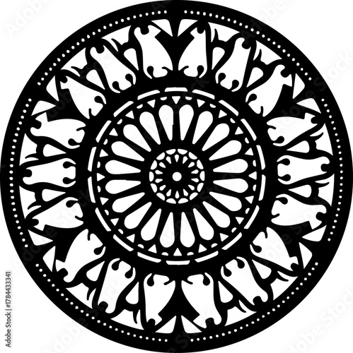 Intricate Black Floral Mandala Design