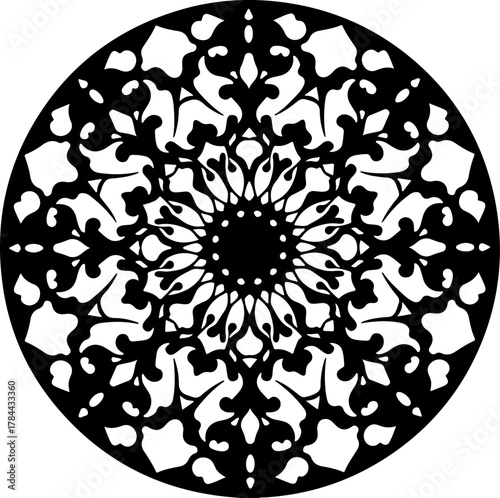 Intricate Black Floral Mandala Design