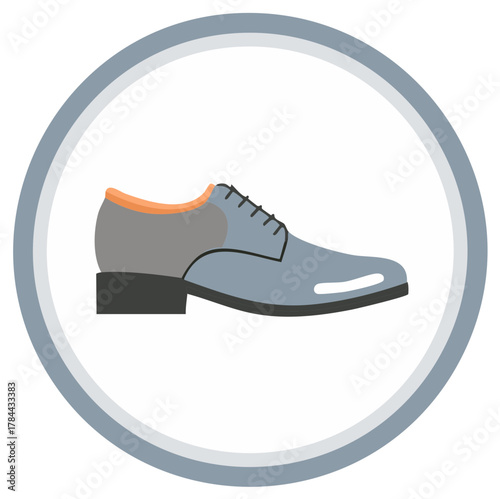 Professional Men's Oxford Style Shoe Icon in Contemporary Flat Design Circle Graphic