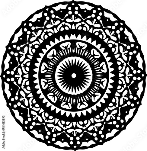 Intricate Black Floral Mandala Design