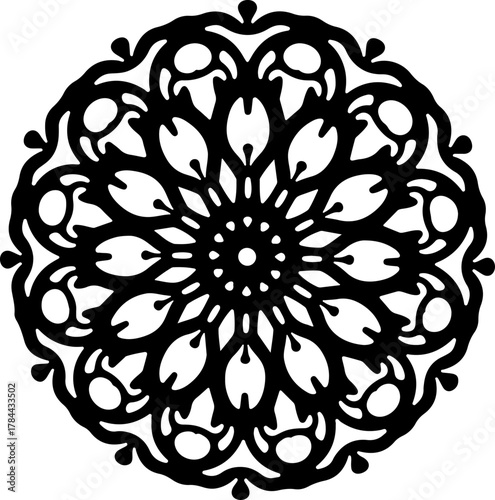 Intricate Black Floral Mandala Design