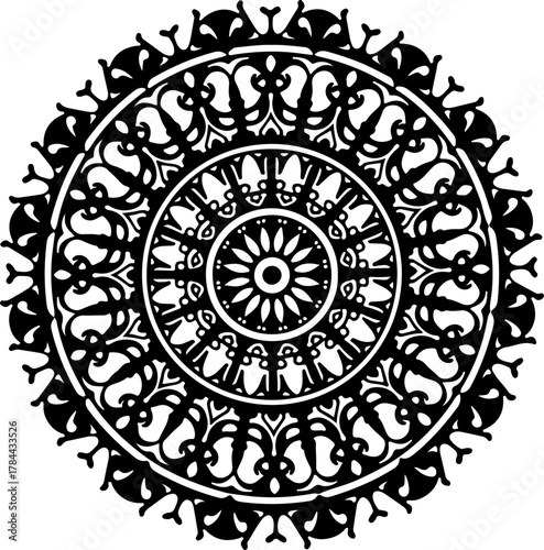 Intricate Black Floral Mandala Design