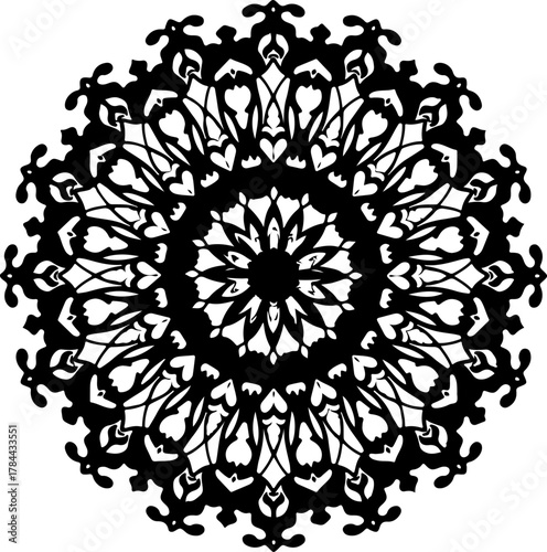 Intricate Black Floral Mandala Design