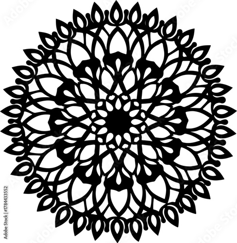 Intricate Black Floral Mandala Design