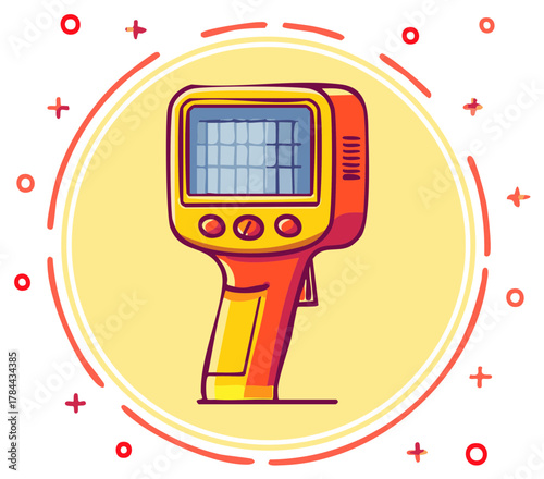 Handheld infrared thermometer with digital display and colorful decorative elements