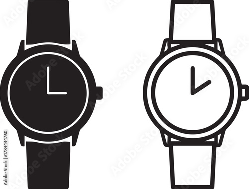 Minimalist wrist watch time accessory symbol vector icon illustration isolated on white.