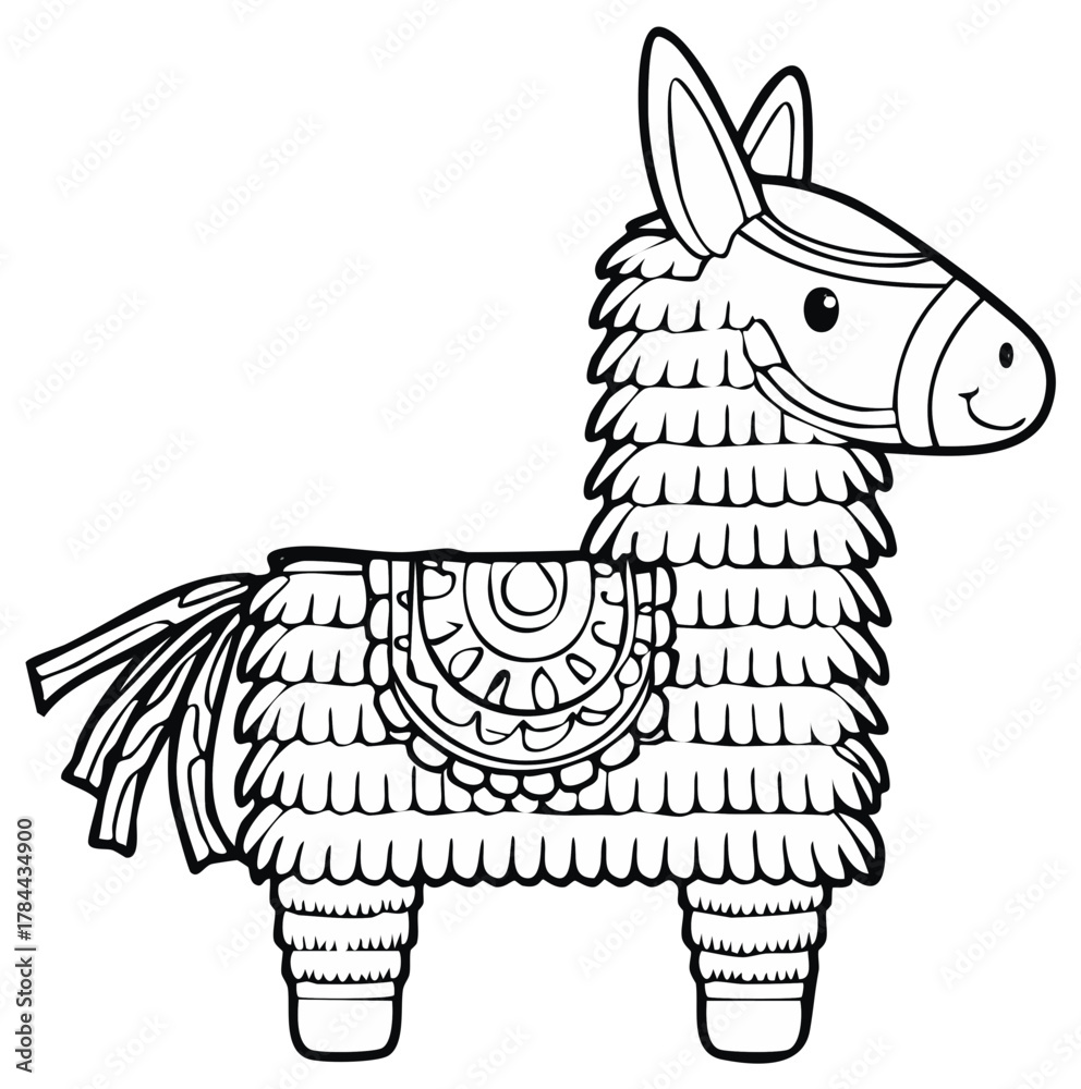 Obraz premium Llama Pinata Illustration for Coloring