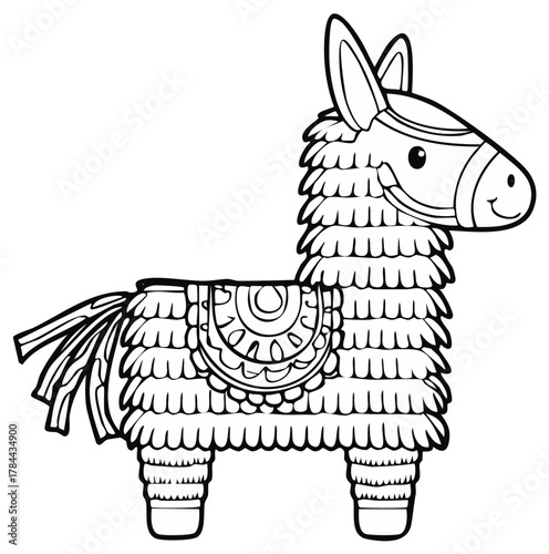 Llama Pinata Illustration for Coloring