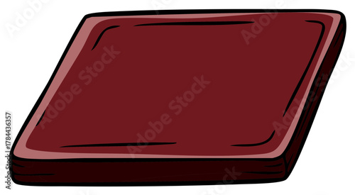 Illustration of a single dark red book with rounded corners on a white background