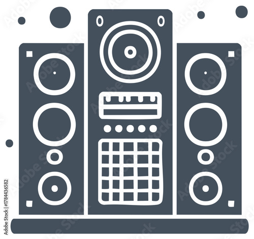 Audio Sound System Set Outline Illustration for Music Listening and Party