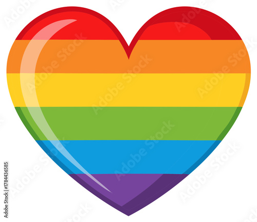 Pride Rainbow Heart Icon in Vector Graphics Celebrating LGBTQ+ Love and Diversity