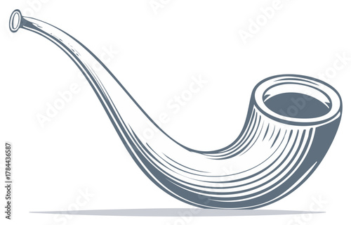 Stylized vintage smoking pipe illustration with elegant curved design and monochrome tones