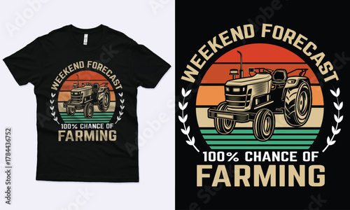 Farming Vintage Tractor T-Shirt Design