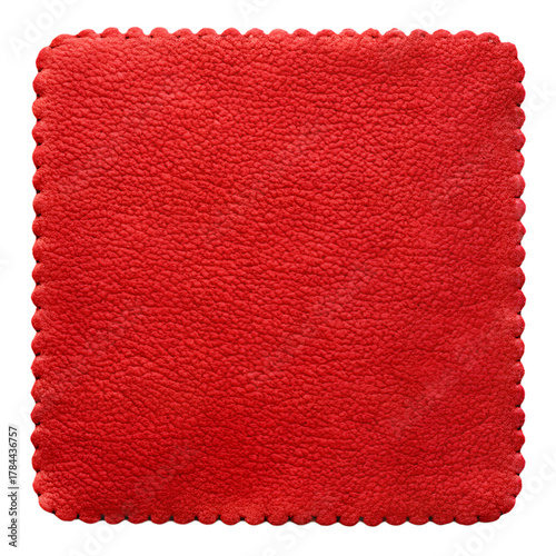 Red leather swatch isolated on transparent background, showcasing a rich texture and vibrant color, ideal for design projects, upholstery, and fashion inspiration