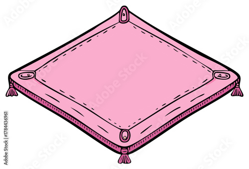 Pink decorative cushion with tassels illustration, comfort bedding decor