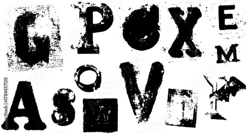 Engraving illustration in vintage style. Black outline drawing on paper showcasing various letterforms in a set vector format with intricate design.