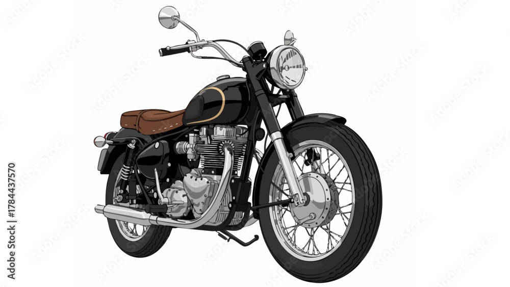 Obraz premium classic Royal Enfield motorcycle illustration with retro design
