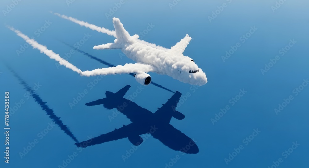 Naklejka premium Pixelated Aircraft Flight Over Blue Background - Voxel Art Travel & Aviation