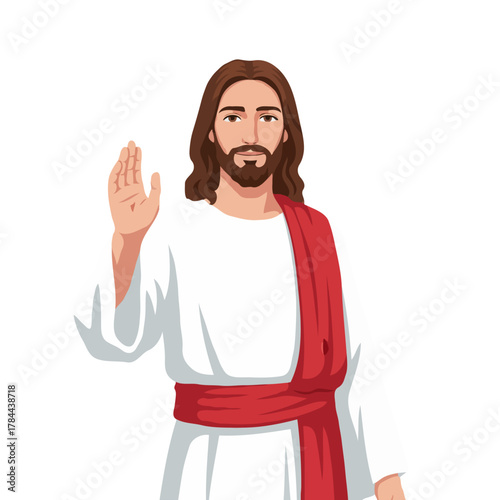 Jesus Waving Hand Red Robe PNG Transparent Christian Blessing Faith Savior God Illustration Holy Spirit Religious Art Bible Messiah Lord
