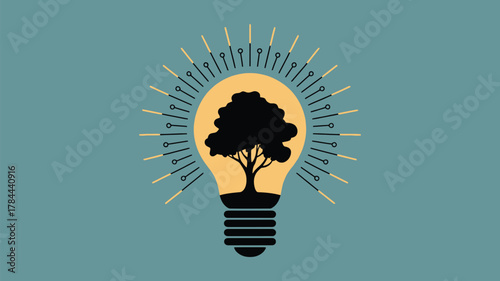 Empowering sustainability with innovative ideas featuring a tree inside a lightbulb, perfect for eco-friendly campaigns and green technology initiatives