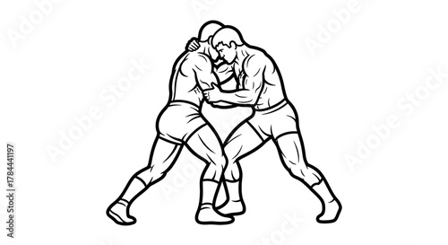 Dynamic wrestling match illustration showcasing strength, competition, and athleticism for sports marketing, fitness campaigns, and educational content needs