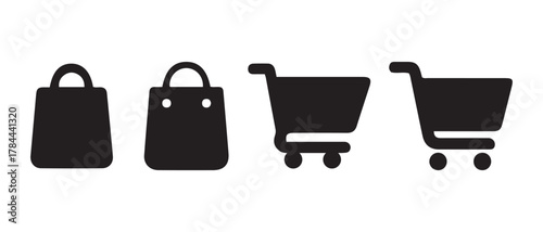 Shopping cart and bag vector icons. for e-commerce and retail.