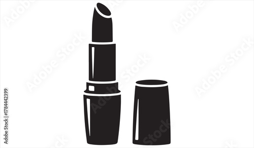 Makeup accessory silhouette representing lipstick for fashion, design, and cosmetic artwork