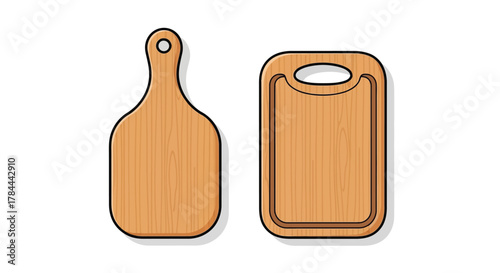 Wooden Cutting Board Set - Two Minimalist Bamboo Chopping Boards Illustration