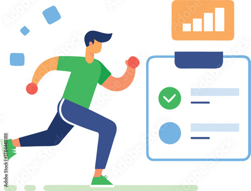 Person tracking fitness progress on a smart device