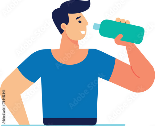 Man drinking protein shake after workout illustration