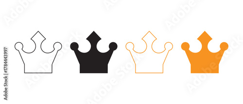 Set of four stylized crown icons. in various colors and styles..